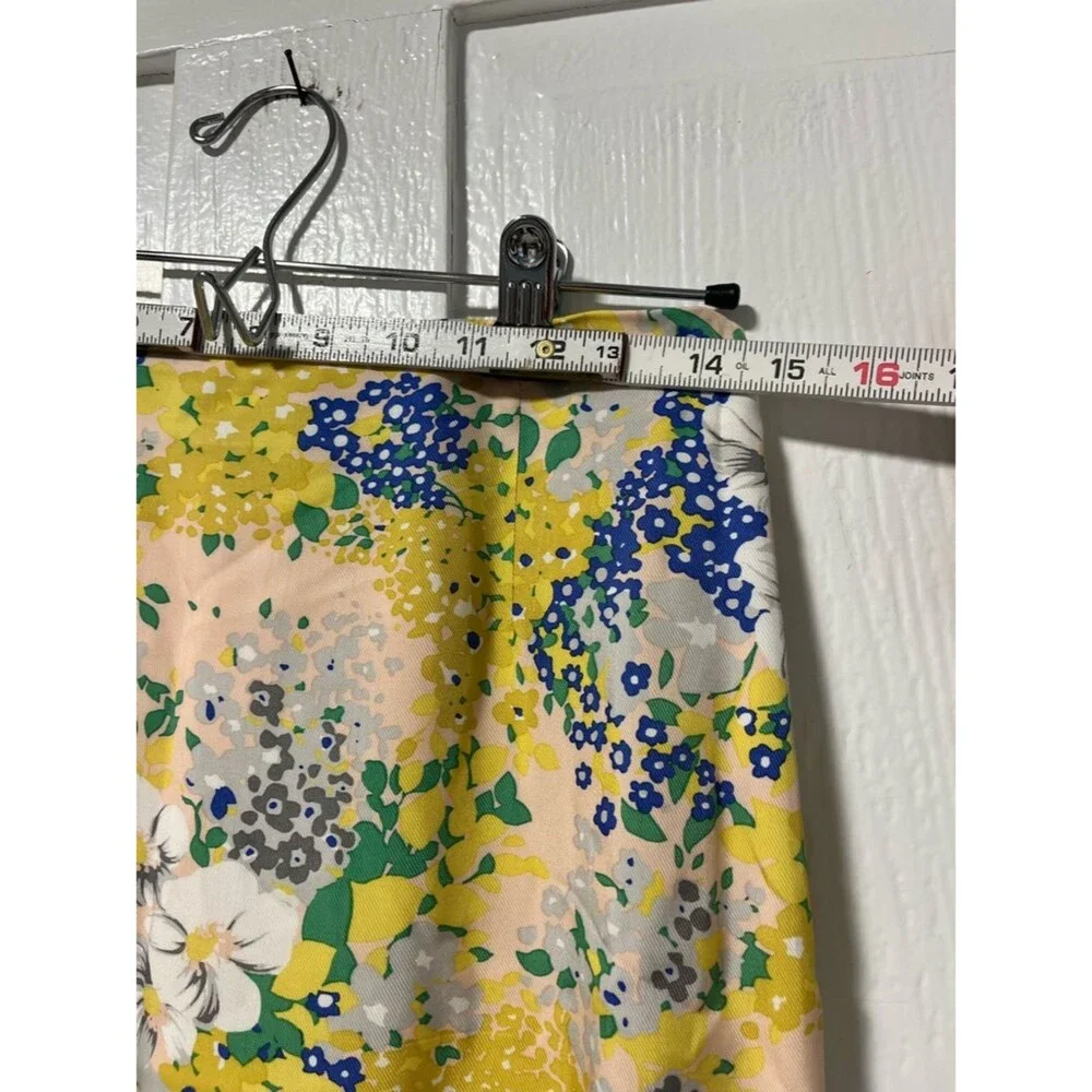 J Crew Tamara Lemon Yellow Floral Midi Slip Skirt Sz 8